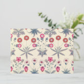 William Morris Daisy Floral Pattern Red Sinaasappe Kaart (Staand voorkant)