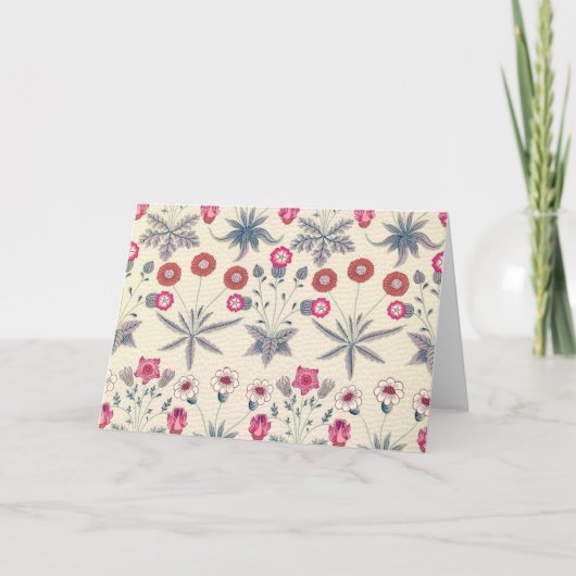 William Morris Daisy Floral Pattern Red Sinaasappe Kaart (Voorkant)
