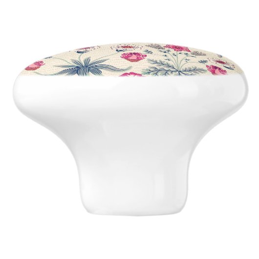 William Morris Daisy Floral Pattern Red Sinaasappe Keramische Knop (Zijkant)