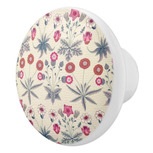 William Morris Daisy Floral Pattern Red Sinaasappe Keramische Knop (Rechts)