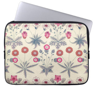 William Morris Daisy Floral Pattern Red Sinaasappe Laptop Sleeve