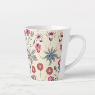William Morris Daisy Floral Pattern Red Sinaasappe Latte Mok
