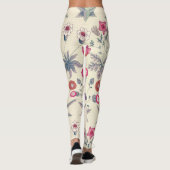 William Morris Daisy Floral Pattern Red Sinaasappe Leggings (Achterkant)