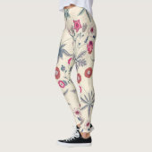 William Morris Daisy Floral Pattern Red Sinaasappe Leggings (Links)