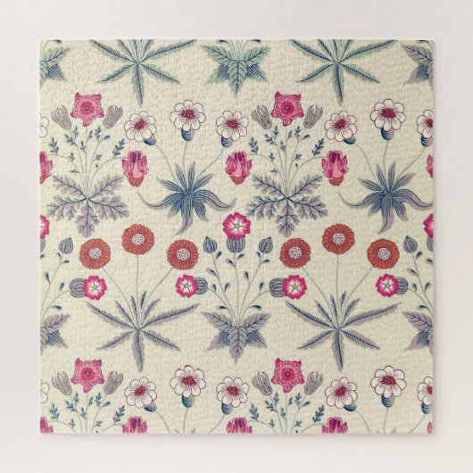 William Morris Daisy Floral Pattern Red Sinaasappe Legpuzzel (Verticaal)