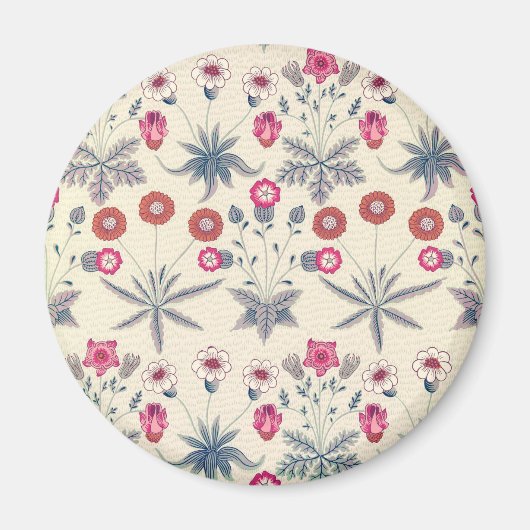William Morris Daisy Floral Pattern Red Sinaasappe Magneet (Voorkant)