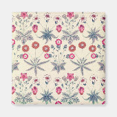 William Morris Daisy Floral Pattern Red Sinaasappe Magneet (Voorkant)