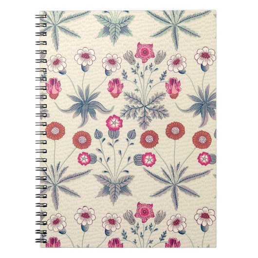 William Morris Daisy Floral Pattern Red Sinaasappe Notitieboek (Voorkant)