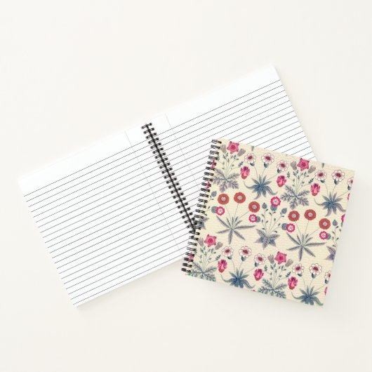 William Morris Daisy Floral Pattern Red Sinaasappe Notitieboek (Binnen)