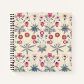 William Morris Daisy Floral Pattern Red Sinaasappe Notitieboek (Voorkant)