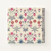William Morris Daisy Floral Pattern Red Sinaasappe Notitieboek (Achterkant)