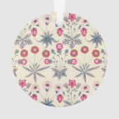 William Morris Daisy Floral Pattern Red Sinaasappe Ornament (achterkant)