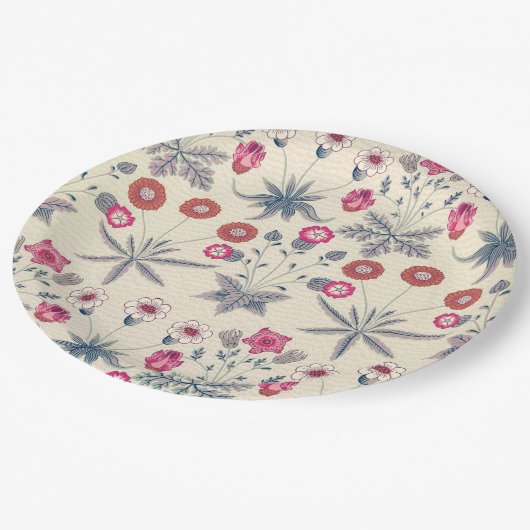 William Morris Daisy Floral Pattern Red Sinaasappe Papieren Bordje (Gekanteld)