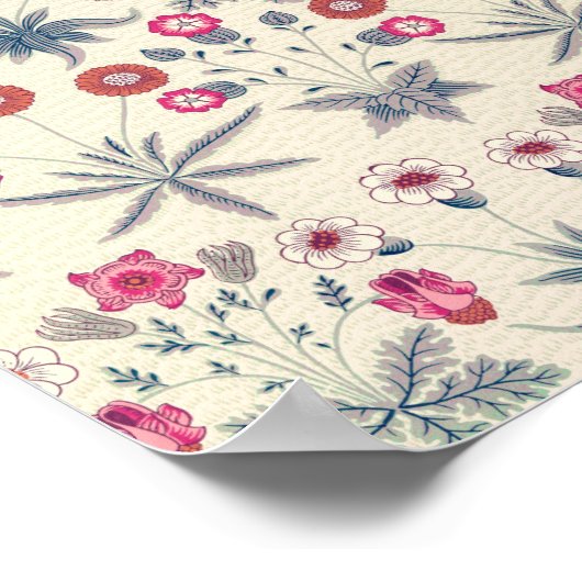 William Morris Daisy Floral Pattern Red Sinaasappe Poster (Hoek)