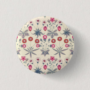 William Morris Daisy Floral Pattern Red Sinaasappe Ronde Button 3,2 Cm