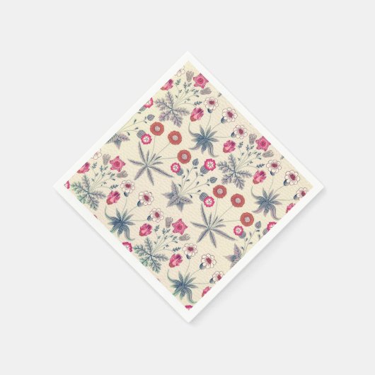 William Morris Daisy Floral Pattern Red Sinaasappe Servet (Hoek)