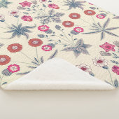 William Morris Daisy Floral Pattern Red Sinaasappe Sherpa Deken (3/4)