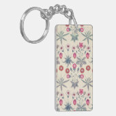 William Morris Daisy Floral Pattern Red Sinaasappe Sleutelhanger (Voorkant Links)