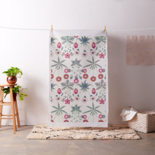 William Morris Daisy Floral Pattern Red Sinaasappe Stof