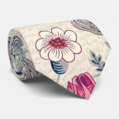 William Morris Daisy Floral Pattern Red Sinaasappe Stropdas (Opgerold)