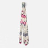 William Morris Daisy Floral Pattern Red Sinaasappe Stropdas (Achterkant)