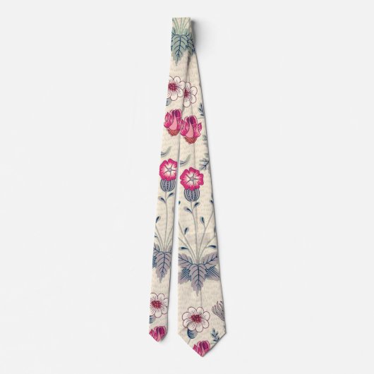 William Morris Daisy Floral Pattern Red Sinaasappe Stropdas (Achterkant)