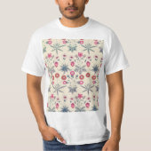 William Morris Daisy Floral Pattern Red Sinaasappe T-shirt (Voorkant)