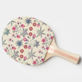 William Morris Daisy Floral Pattern Red Sinaasappe Tafeltennisbatje (Zijkant)