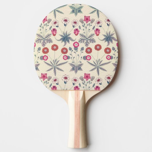 William Morris Daisy Floral Pattern Red Sinaasappe Tafeltennisbatje (Voorkant)