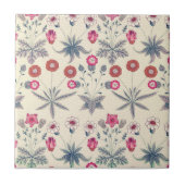 William Morris Daisy Floral Pattern Red Sinaasappe Tegeltje (Voorkant)
