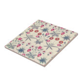 William Morris Daisy Floral Pattern Red Sinaasappe Tegeltje (Zijkant)