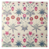William Morris Daisy Floral Pattern Red Sinaasappe Tegeltje (Voorkant)
