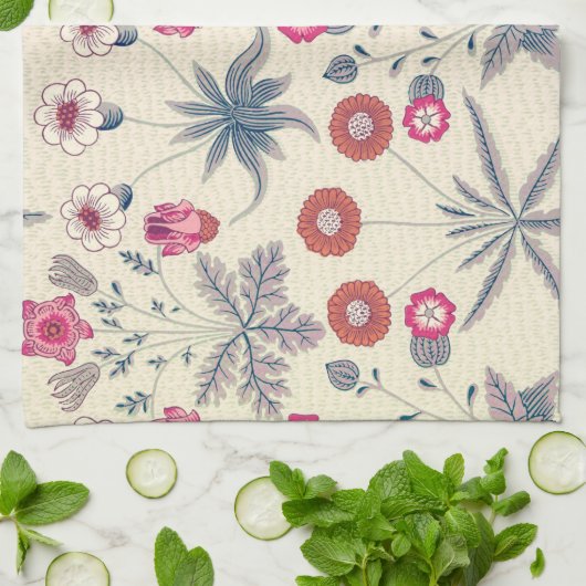 William Morris Daisy Floral Pattern Red Sinaasappe Theedoek (Gevouwen)