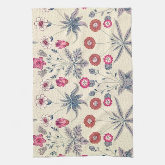 William Morris Daisy Floral Pattern Red Sinaasappe Theedoek (Verticaal)