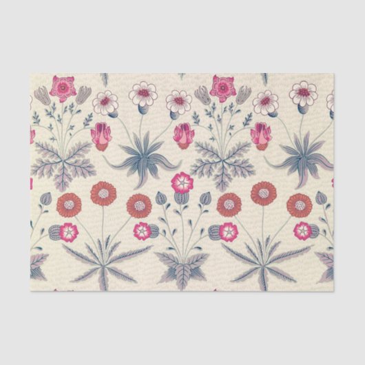 William Morris Daisy Floral Pattern Red Sinaasappe Tissuepapier (Voorkant)