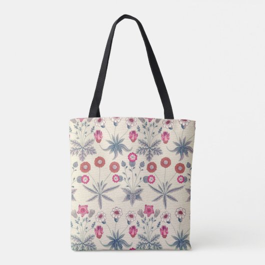 William Morris Daisy Floral Pattern Red Sinaasappe Tote Bag (Achterkant)
