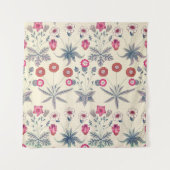 William Morris Daisy Floral Pattern Red Sinaasappe Wandkleed (Voorkant)