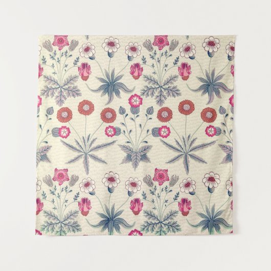 William Morris Daisy Floral Pattern Red Sinaasappe Wandkleed (Voorkant)