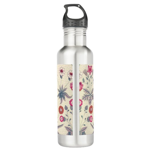 William Morris Daisy Floral Pattern Red Sinaasappe Waterfles (Achterkant)