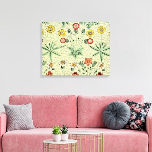 William Morris Daisy Floral Wallpaper Pattern Canvas Afdruk (Insitu (Woonkamer))