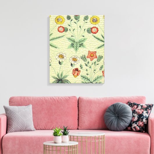William Morris Daisy Floral Wallpaper Pattern Canvas Afdruk (Insitu (Woonkamer))
