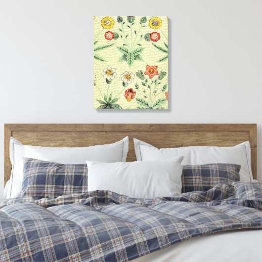 William Morris Daisy Floral Wallpaper Pattern Canvas Afdruk (Insitu (Slaapkamer))