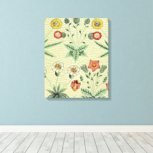 William Morris Daisy Floral Wallpaper Pattern Canvas Afdruk (Insitu (Houten vloer))