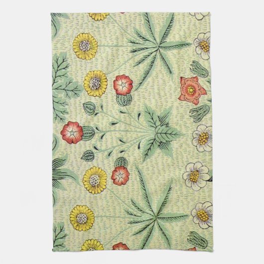 William Morris Daisy Floral Wallpaper Pattern Theedoek (Verticaal)