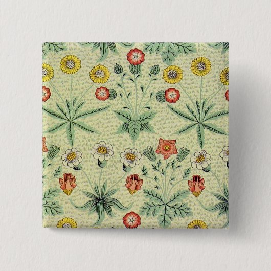 William Morris Daisy Floral Wallpaper Pattern Vierkante Button 5,1 Cm (Voorkant)
