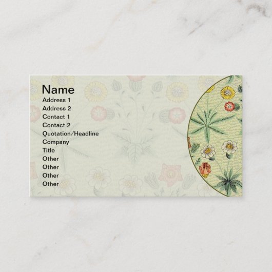 William Morris Daisy Floral Wallpaper Pattern Visitekaartje (Voorkant)