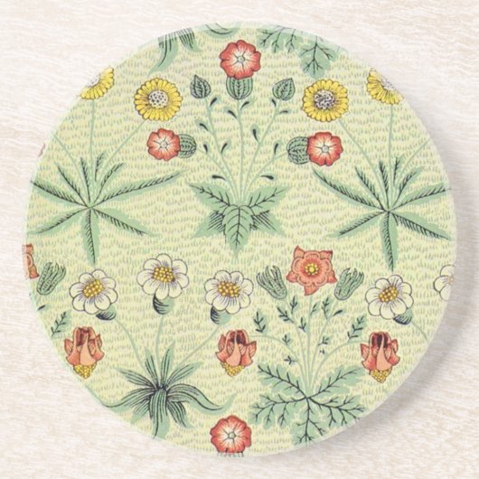 William Morris Daisy Floral Wallpaper Pattern Zandsteen Onderzetter (Voorkant)