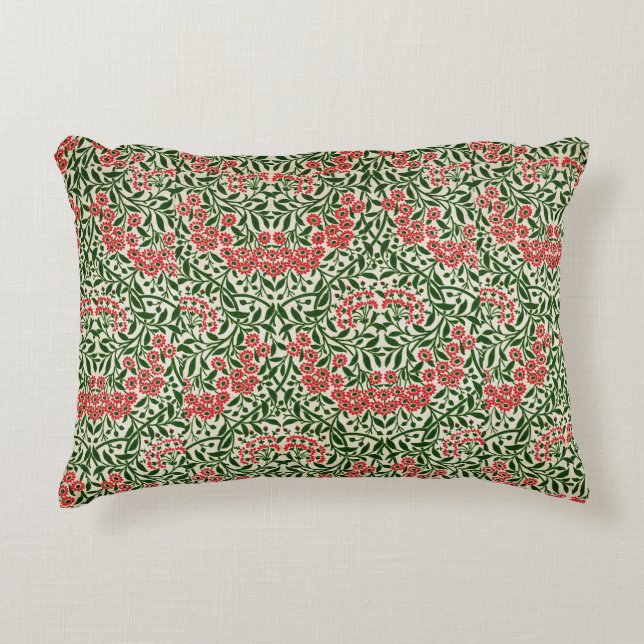 William Morris  Daisy Flowers Pink Green Accent Kussen (Voorkant)