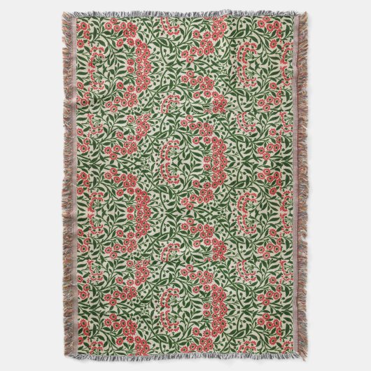 William Morris  Daisy Flowers Pink Green Deken (Voorkant Verticaal)