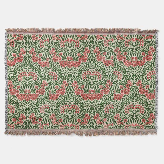 William Morris  Daisy Flowers Pink Green Deken (Voorkant)